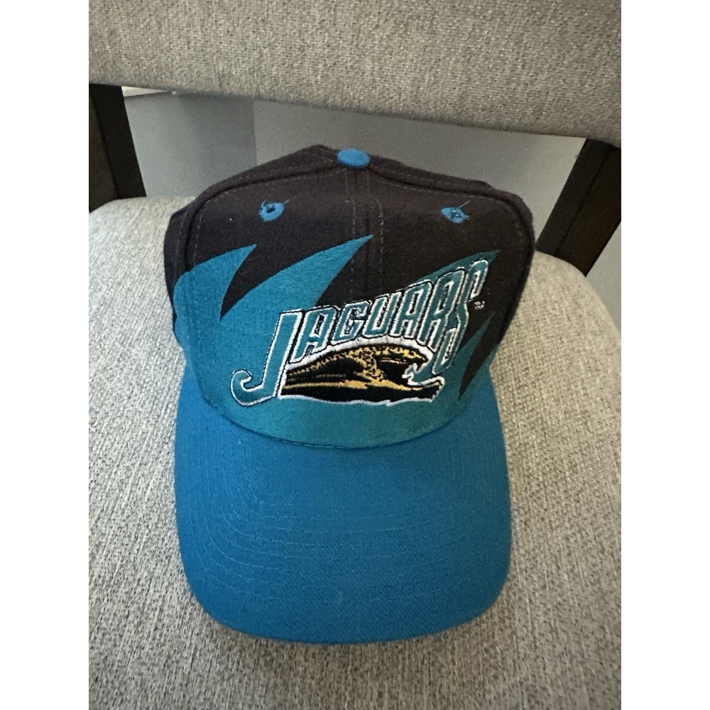 VTG 90s Jacksonville Jaguars Logo Athletic Sharktooth Black Dome Snapback Hat - Picture 1 of 7